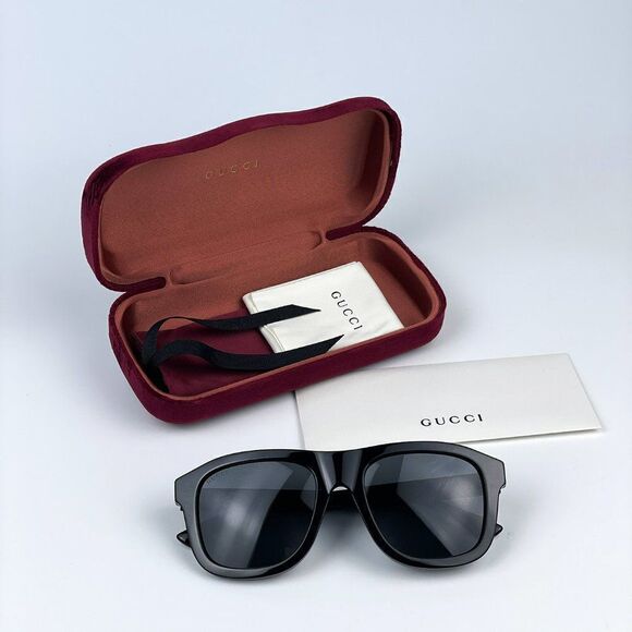 SALE! NEW Gucci GG1316S 001 Black Grey Square Unisex Sunglasses - Picture 10 of 11